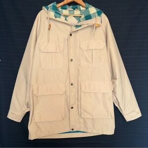 Vintage Mountain Trails Hiking Parka 90s Khaki Wool Blend Lined Jacket - Mens L